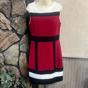 Sandra Darren Red, Black, and White Mini Dress